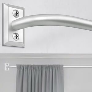 Silver Curtain Rods 2 Pack Heavy Duty Wrap Around Curtain Rods 48 To 90 Inch NEW